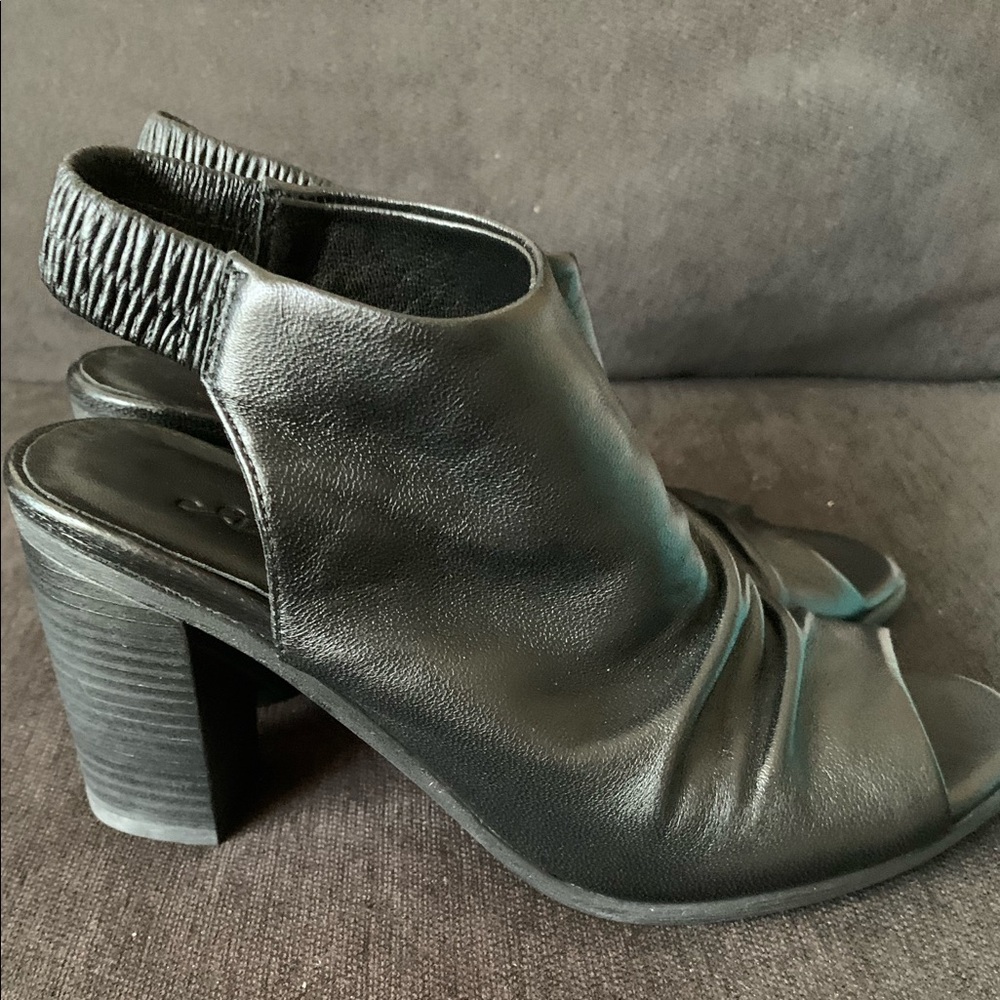 Azura Bojinka Black Tonal Leather Block Heel